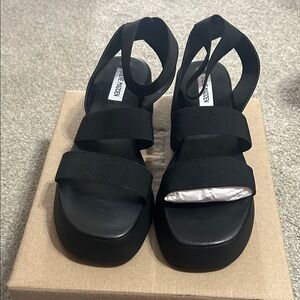 Steve Madden Black Crisscross Platform Heels